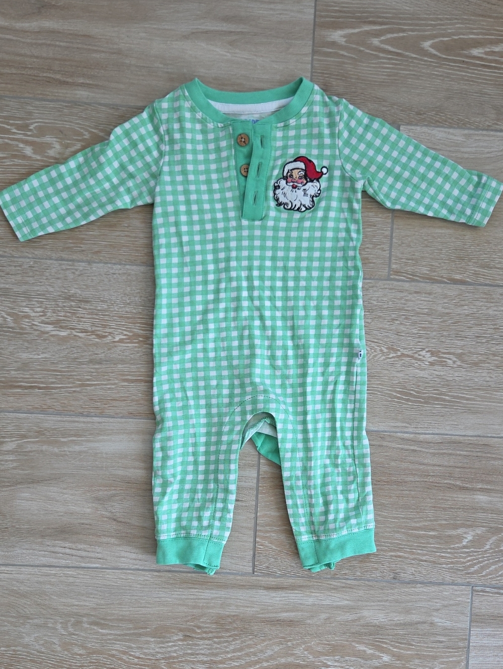 Baby Rugged Butts Gingham One-Piece Bodysuit with Santa 3-6M